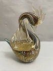 Murano Millefiori Art Glass Swan Sculpture Figurine Paperweight Satin Finish 6”