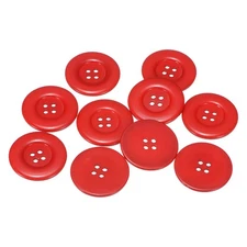 10pcs 60L Sewing Buttons 1-1/2" Resin Round Flat 4-Hole Craft Buttons Red