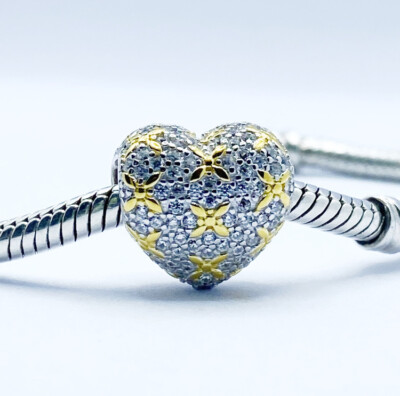 Love Heart Charm Lucky Four Leaf Clover Shamrock Genuine 925 Sterling Silver  