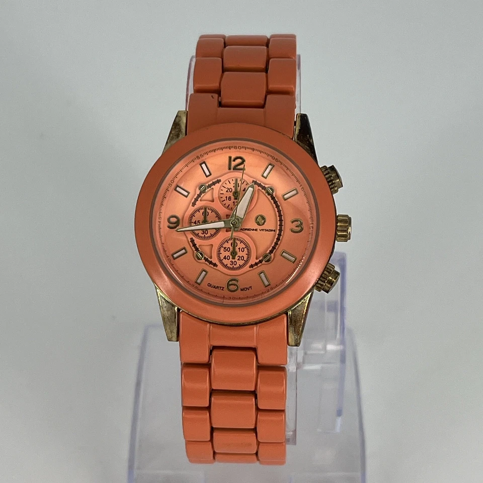 Adrienne Vittadini Women's Watch AD9128 Orange & Gold Tone NEW BATTERY RUNS! - Image 2 of 4
