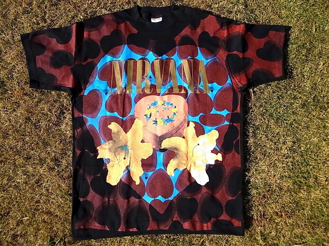 Authentic Vintage NIRVANA Heart Shaped box T shirt 90&#039;s Large Tee Jays | eBay