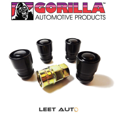 Gorilla Guard Wheel Locks, 14mm x 1.50, Bulge Acorn Seat, Black, 14x1.5 61641BC