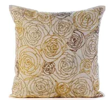 Square Decorative Pillow Case Gold 16"x16", Home Decor Silk - Gold Dust Rose