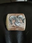 Ram's head staghorn belt buckle USA