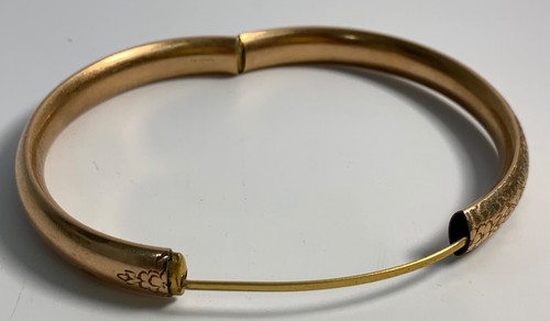 Atq Victorian Gold Filled AAG 1/10 Hinged Floral Bangle Bracelet Beautiful 7" - Picture 7 of 8