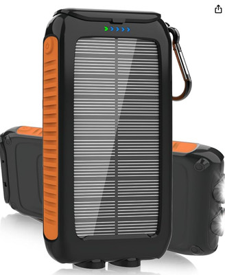 Power Flex Pro Solar Power Bank Charger   Micro USB   Orange   Flashlight   NEW