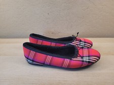 Kate Spade Honey Shearling Flats Loafers Ballet Slippers Plaid Print No Size