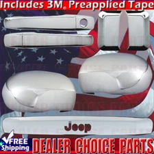 For 2007-2016 JEEP COMPASS Chrome Door Handle COVERS+Folding Mirrors+Tailgate