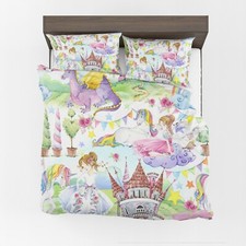 Princess Comforter or Duvet Cover girls bedding dragon bedding unicorns bed