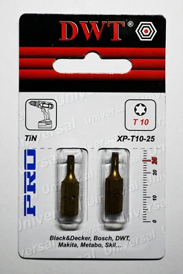 2 Embouts de vissage Torx TIN revêtement T10 x 25 mm Tige 1/4 Pouces [XP-T10-25] - Photo 1/2
