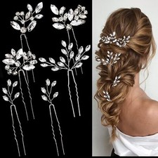 6 Pieces Bride Hair Pins Rhinestones Hair Accessories for Women Crystal Hair ...
