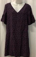 MADEWELL Women's Sz 0 Burgundy And Navy SILK FLUTTER Sleeve Dress