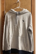Mens Abercrombie and Fitch Size L Hoodie Moose Logo Waffle Fabric inside Hood