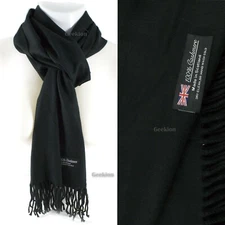 Mens Womens Winter Warm SCOTLAND Made 100% CASHMERE Scarf Scarves Plain Wool