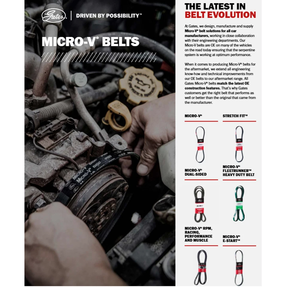 Cinturón acanalado Gates Micro-V estándar EPDM para Infiniti M30 / Nissan 240SX, 300ZX Foto 4 de 4