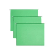 Standard Hanging File Folders 25 Count Green 1/5-Cut Adjustable Tabs Letter S...