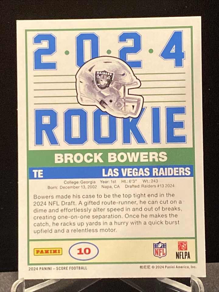 BROCK BOWERS 2024 Panini Score Pink Rookie Card Las Vegas Raiders eBay