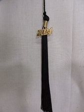 Graduation Tassel.  Black. 2024.  2024 charm removable.