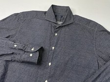 SuitSupply Dress Shirt Mens 39 15 1/2 Blue White Diamond Long Sleeve Button Up