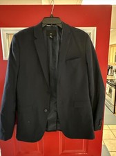 H M Mens Blazer Navy Blue 2 Button Slim Fit Suit Jacket Sport Coat 42R Pants 38r