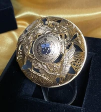 2021 Samoa Heaven/Hell 2oz Silver 3D Holo Sphere Antqd 1/2 Gold gild 1499 minted