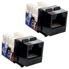 2 Pcs Cat5E RJ45 Ethernet LAN Network Keystone Jack 110 Punch Down Snap-in Black