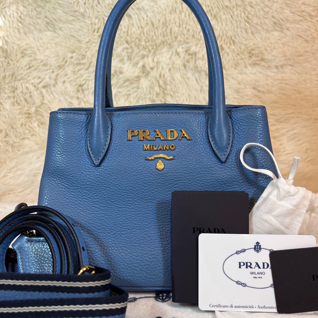 ★PRADA★ Prada 1BC127 2DKV F0002 Vitello Dino Shoulder Bag PRADA Handbag 2Way Shoulder Bag Vitello Dino Logo Leather