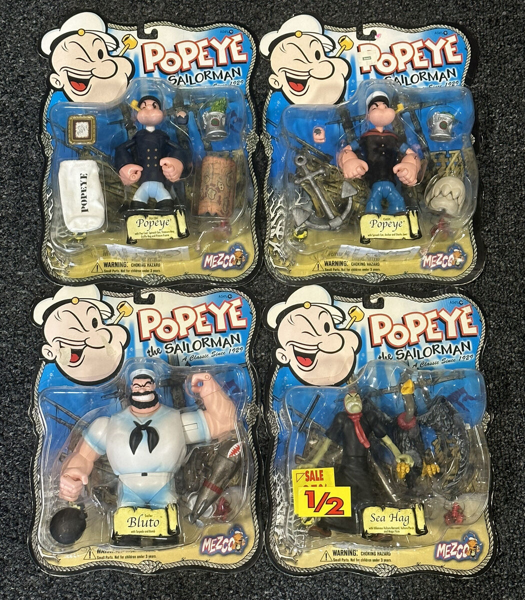 Vintage 2001 Mezco Toyz Popeye The Sailorman Lot of 4 Carded Vintage 2001 Mezco Toyz Popeye The Sailorman Lot of 4 Carded