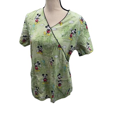Small Disney Scrub Top Bundle of Three Shirts- Tinkerbell and Mickey Mouse