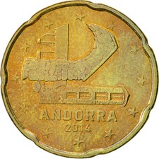 [#454174] Andorra, 20 Cents, 2014, VZ+, Messing