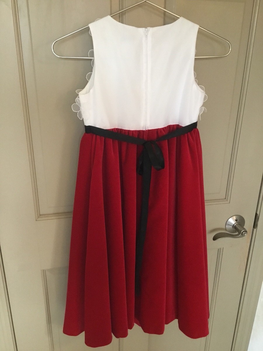 BEAUTIFUL FLORENCE EISEMAN VELVET HOLIDAY DRESS WITH SHEER FLOWERS-GIRLS  SIZE 7