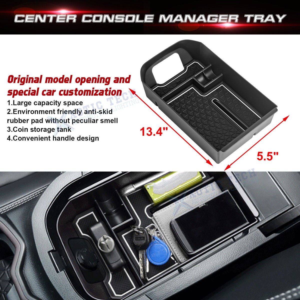 Fuliko Center Console Armrest Storage Tray With RAV4 2019 2020 2021 2022 2023 Secondary Abs Insert Tray Enhanced Slot Console Organizer Fuliko Center Console Armrest Storage Tray With RAV4 2019 2020 2021 2022 2023 Secondary Abs Insert Tray Enhanced Slot Console Organizer