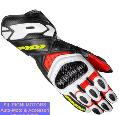SPIDI CARBO 7 - A210 GUANTO MOTO IN PELLE Racing Colore 088 Rosso Giallo Fluo