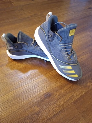 Adidas Icon V Boost Grey / Gold Metallic Baseball Cleats Mens Sz 12 1/2 FU7559