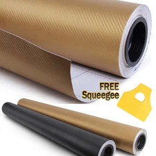 60" x 60" GOLD Carbon Fiber Vinyl Wrap 3D Bubble Free Air Release 5ft x 5ft
