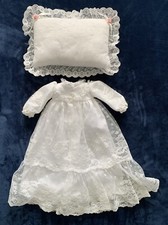 Vtg White Lined Lace Baby Doll Dress Premi Matching Pillow Beautiful Read