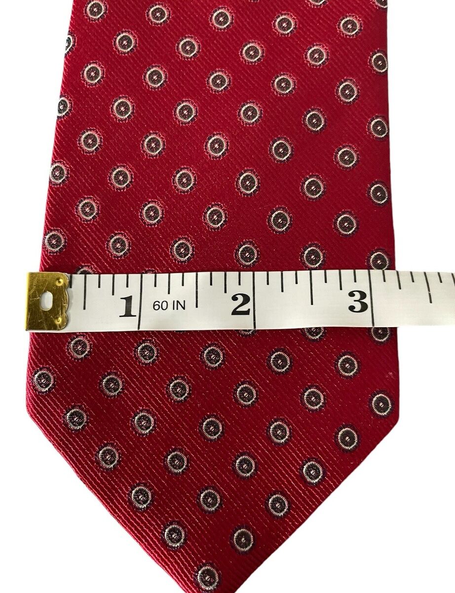 Lands' End 100% Silk Red Black And White Polka Dots Tie 57.5