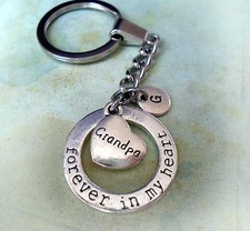 Grandpa Keychain - Forever in My Heart with Letter Charm Grandfather Gift