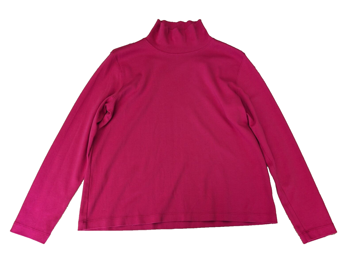 Lands End Long Sleeve Lightweight Mock Turtleneck Rich Red Size L