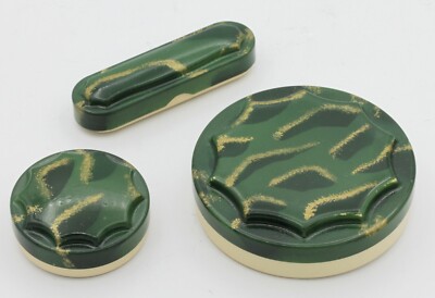 Lot 3 Boîtes Vertes ANSCO VANITY En Plastique - New York, Vers 1926 - Très Bon état