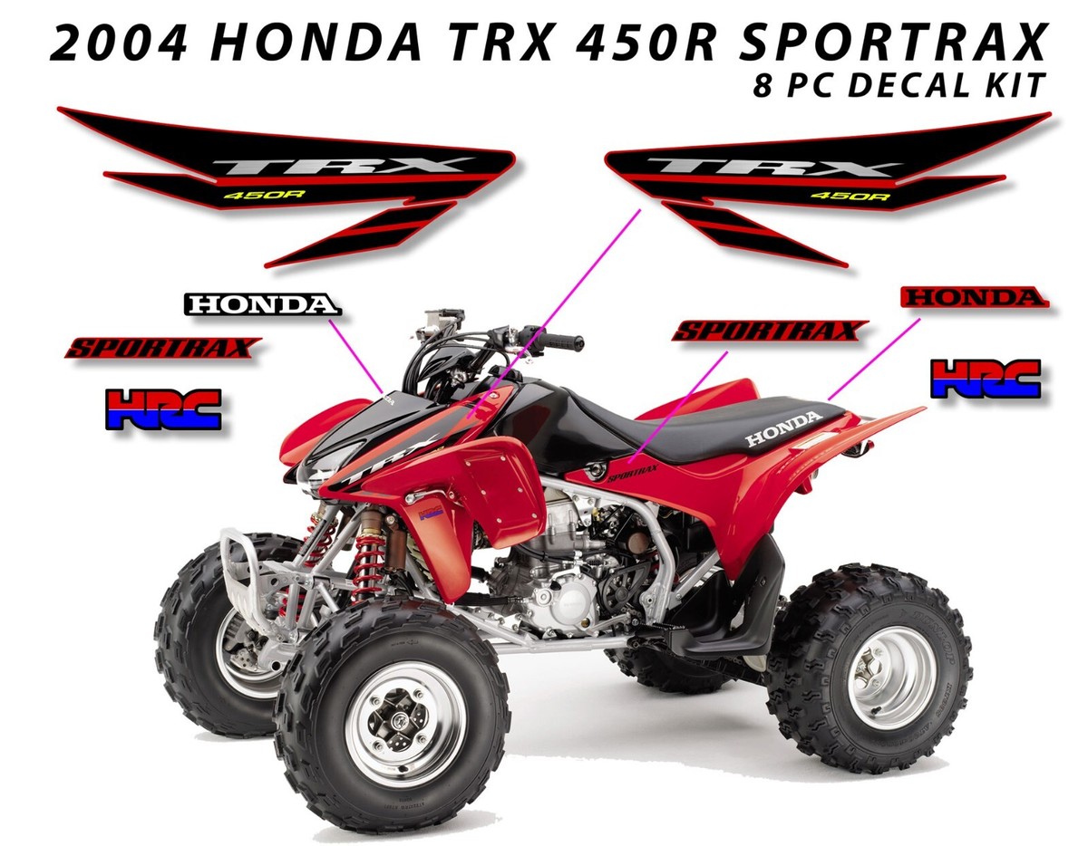 2004 HONDA TRX 450R Decal Sticker OEM kit Black Red Plastic 450 ATV Quad Mark