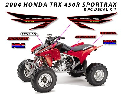 #ad 2004 HONDA TRX 450R Decal Sticker OEM kit Black Red Plastic 450 ATV Quad Mark $49.99