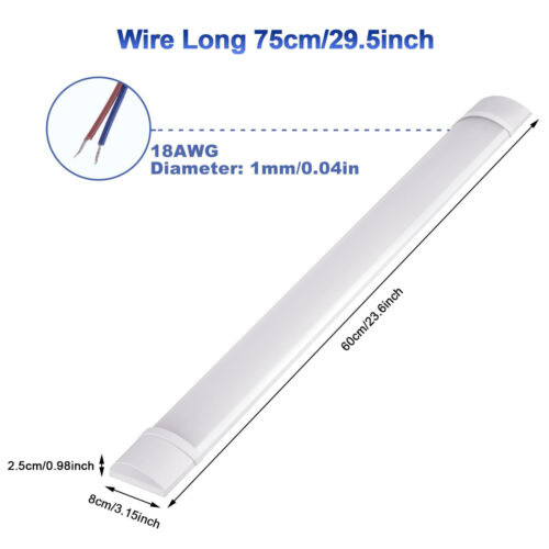 Lampada LED per ambienti umidi garage plafoniera lampada per vasca 30/60 cm/90 cm/120 cm tubo - Foto 14 di 17