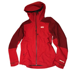 Rei Red Rain Jacket Raincoat. Goretex. Size Women's Xs Full Zip, Front Pockets