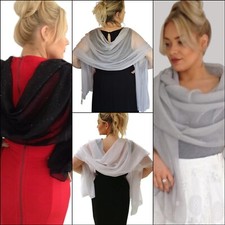 Shawl Wrap With Fine Silver Glitter Particles Wedding Evening Scarf 180cm x 80cm