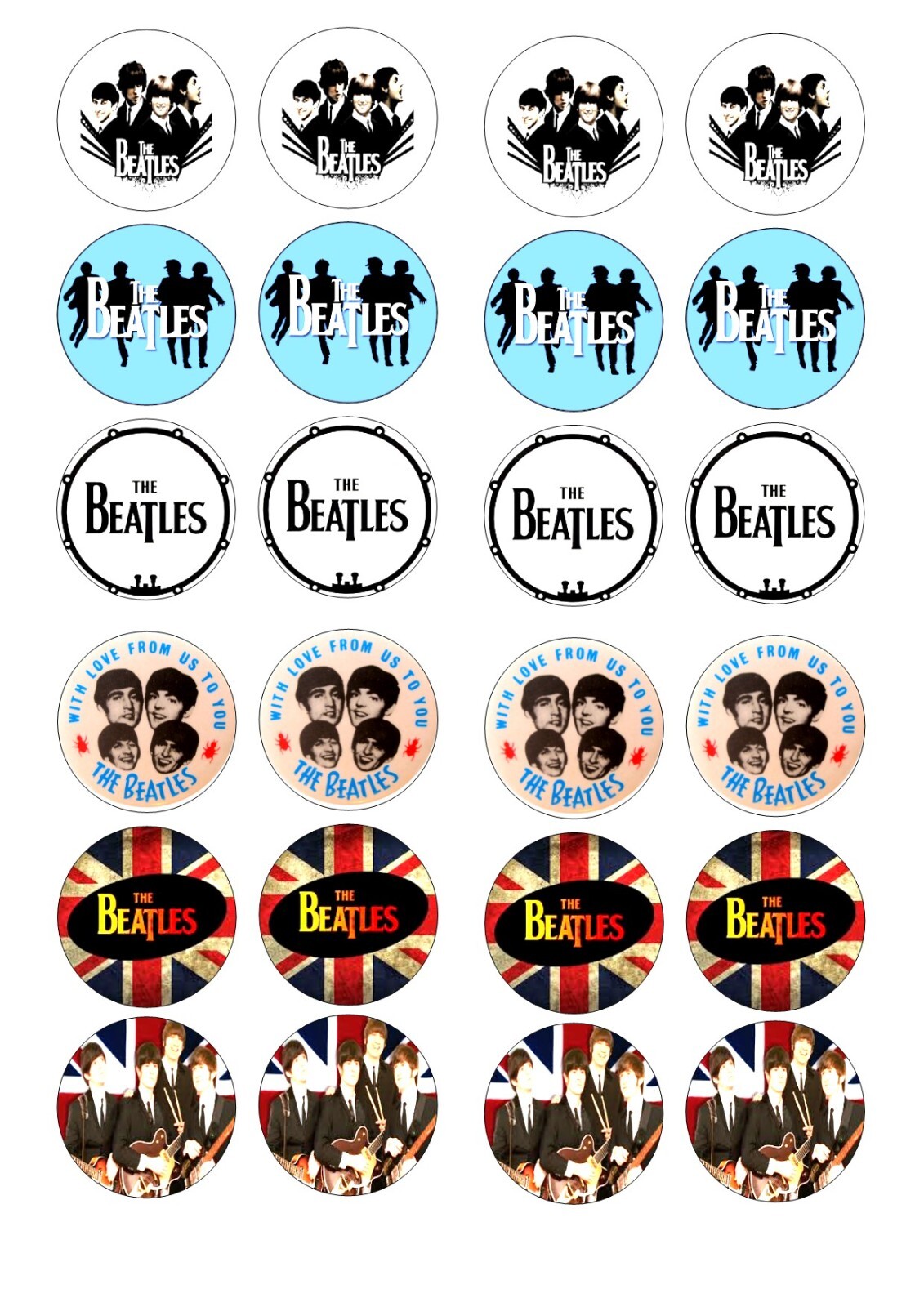 24 THE BEATLES WAFER RICE EDIBLE FAIRY/CUPCAKE  CAKE  TOPPERS