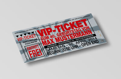Einladungskarten Geburtstag Geburtstags-Einladung 30 40 50 60 70 VIP-Ticket silb
