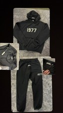 ESSENTIALS Fear of God 1977 Black Tracksuit Set Hoodie Pants Size M