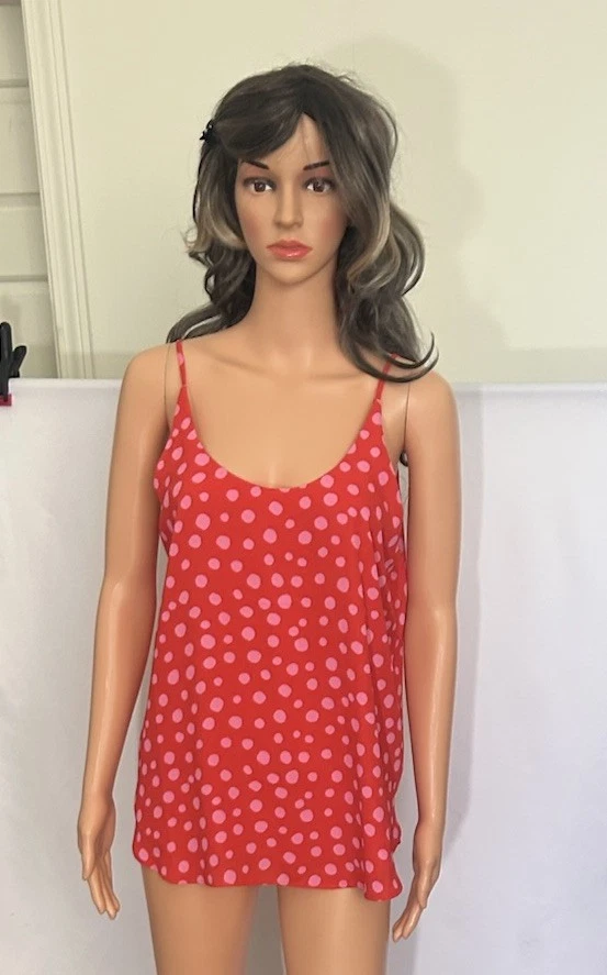 Blusa sin mangas forrada roja/rosa LOFT Ann Taylor para mujer talla mediana nueva con etiquetas Foto 2 de 4