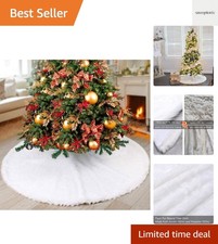 48-Inch Luxury White Faux Fur Christmas Tree Skirt for Elegant Holiday Decor